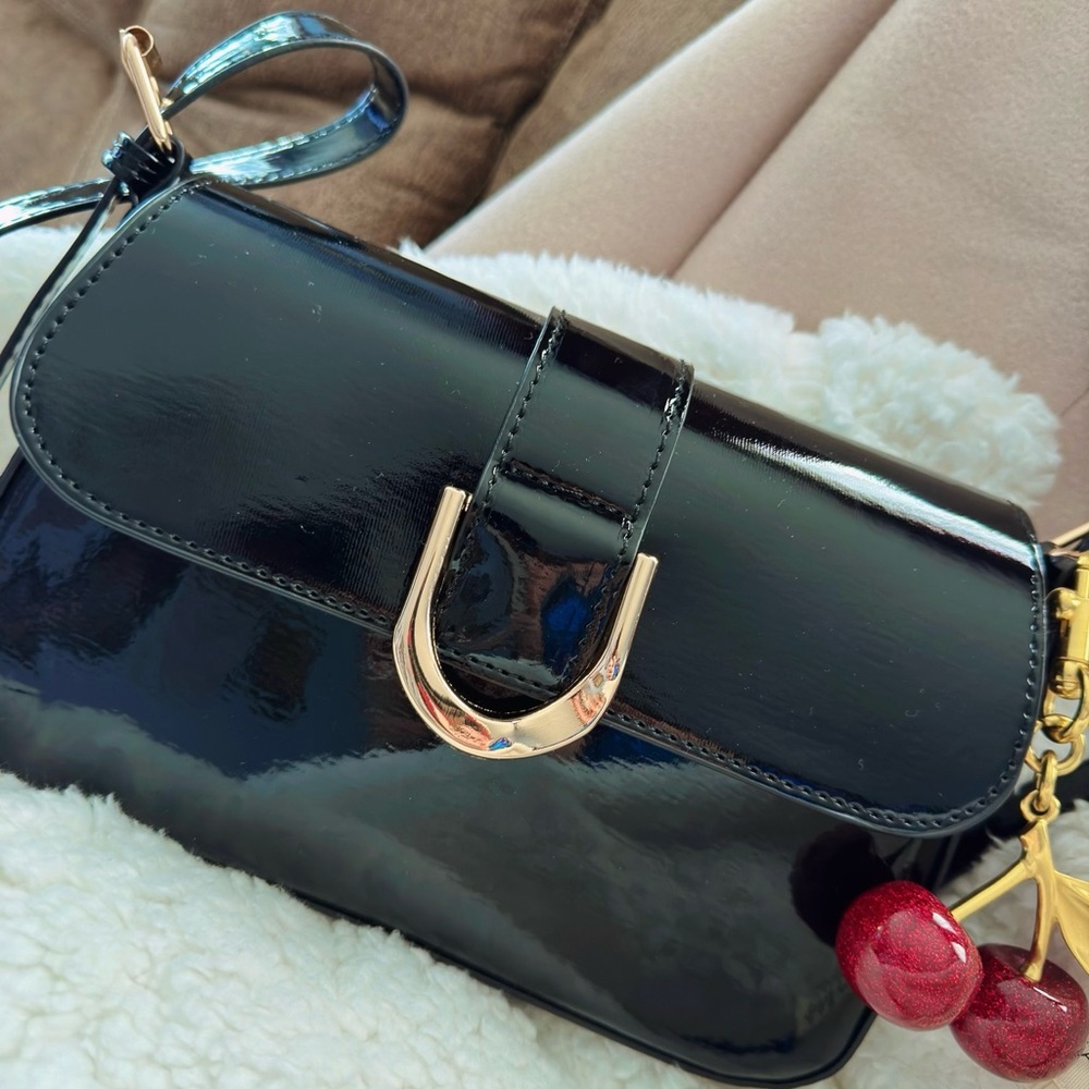 Patent Leather Handbag with Charm🍒